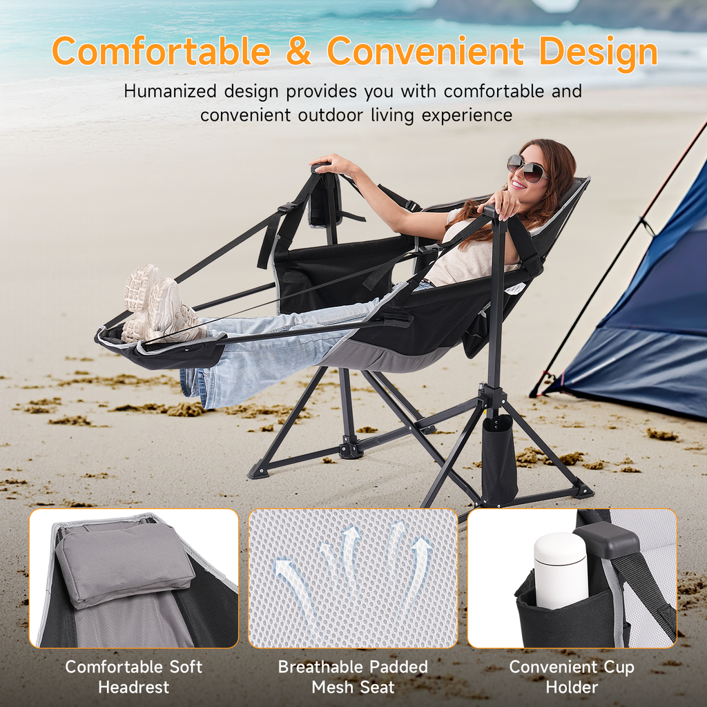 2 Pack Hammock Camping Chair with Footrest and Carry Bag