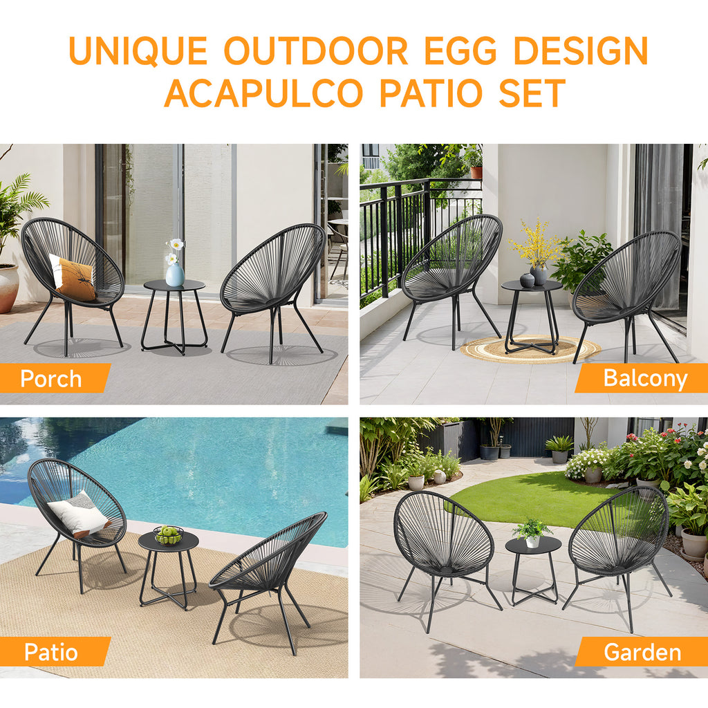 3 Piece Patio Acapulco Furniture Bistro Set