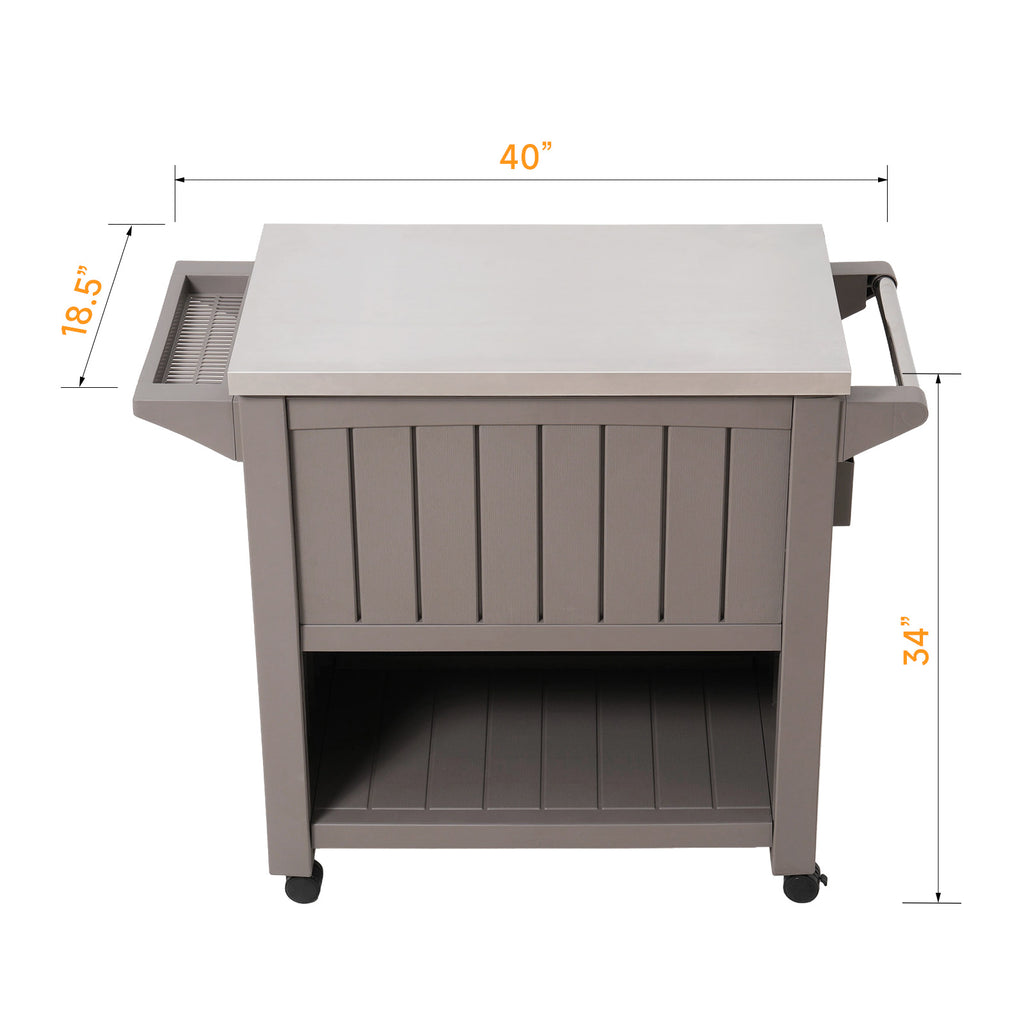 120 Quart Rolling Ice Chest Portable Outdoor Patio Cooler Cart