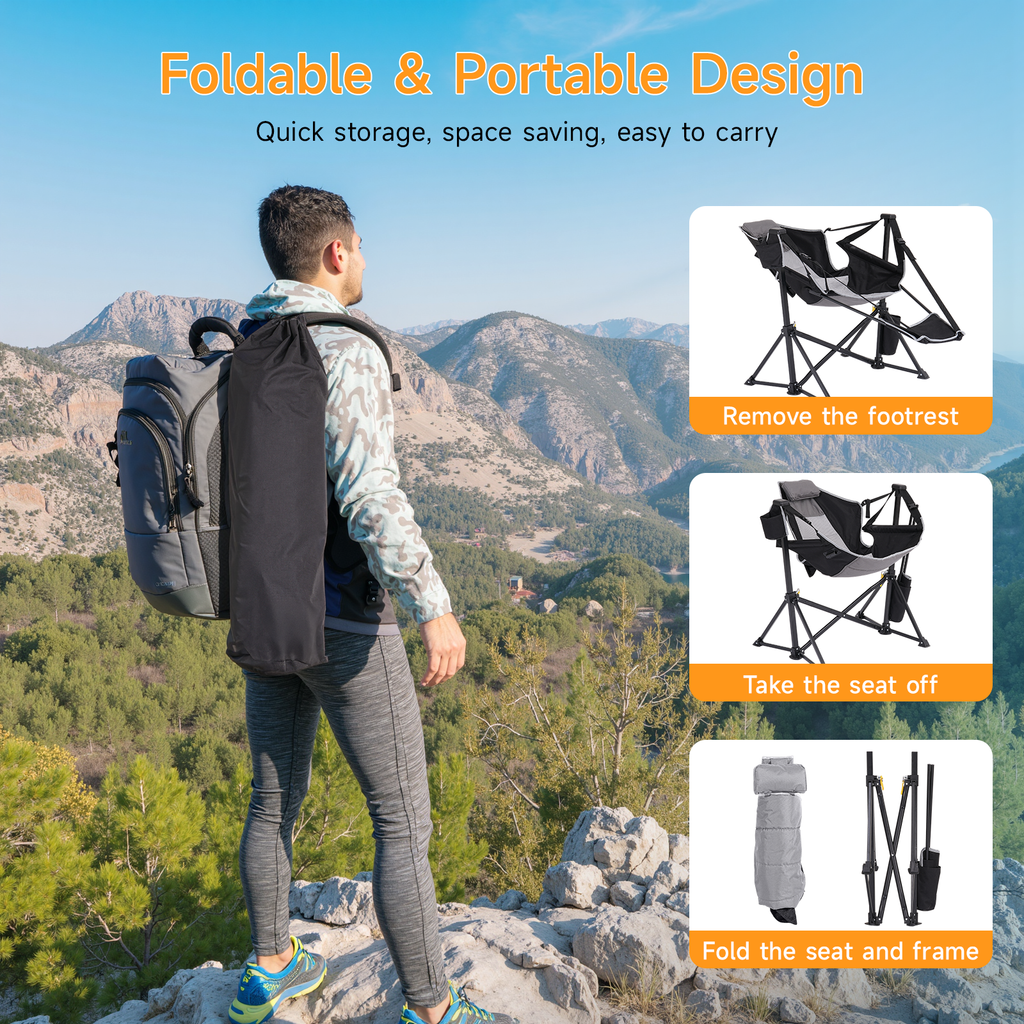 2 Pack Hammock Camping Chair with Footrest and Carry Bag