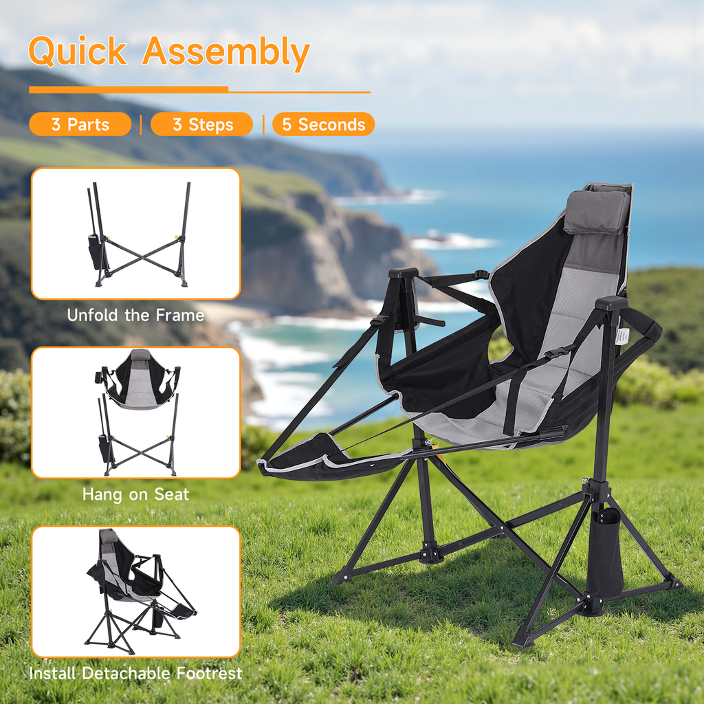2 Pack Hammock Camping Chair with Footrest and Carry Bag