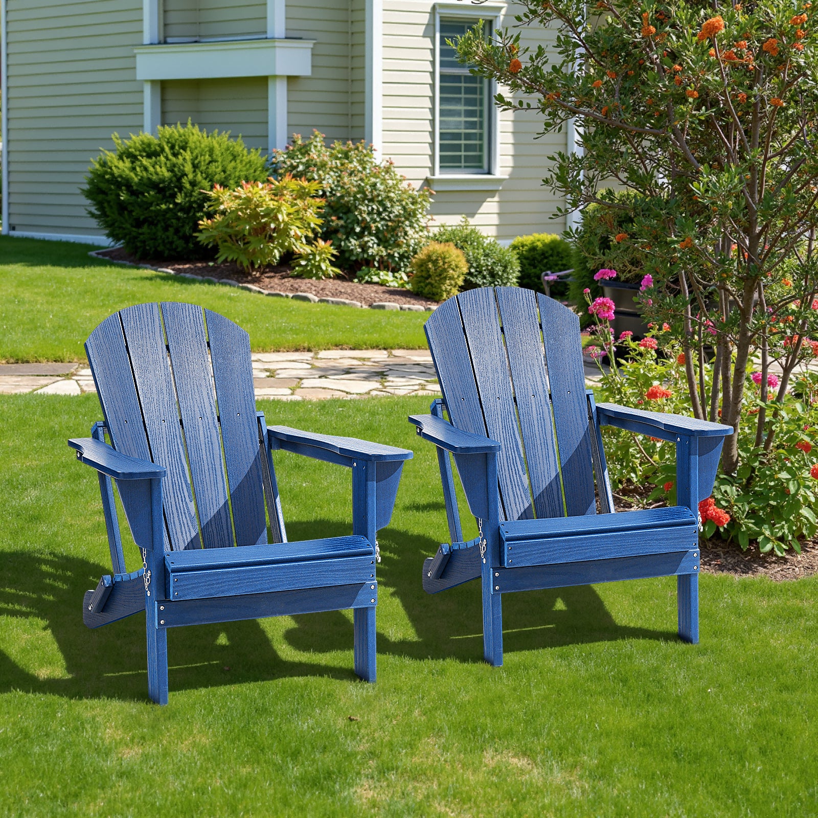 HDPE All WeatherFolding Adirondack Chair, Blue
