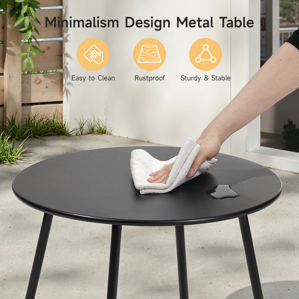 3 Piece Outdoor Bistro Set Patio Upholstered Lounge Chairs, Beige