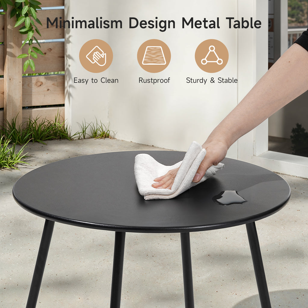 3 Piece Outdoor Bistro Set Patio Upholstered Lounge Chairs, Gray