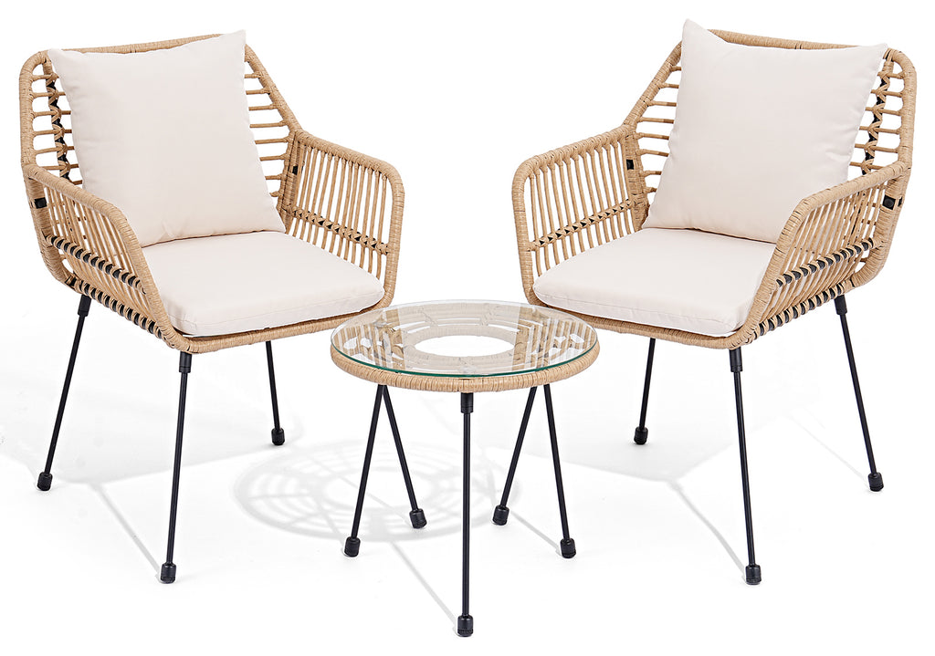 3 Piece Wicker Bistro Set Rattan Patio Set