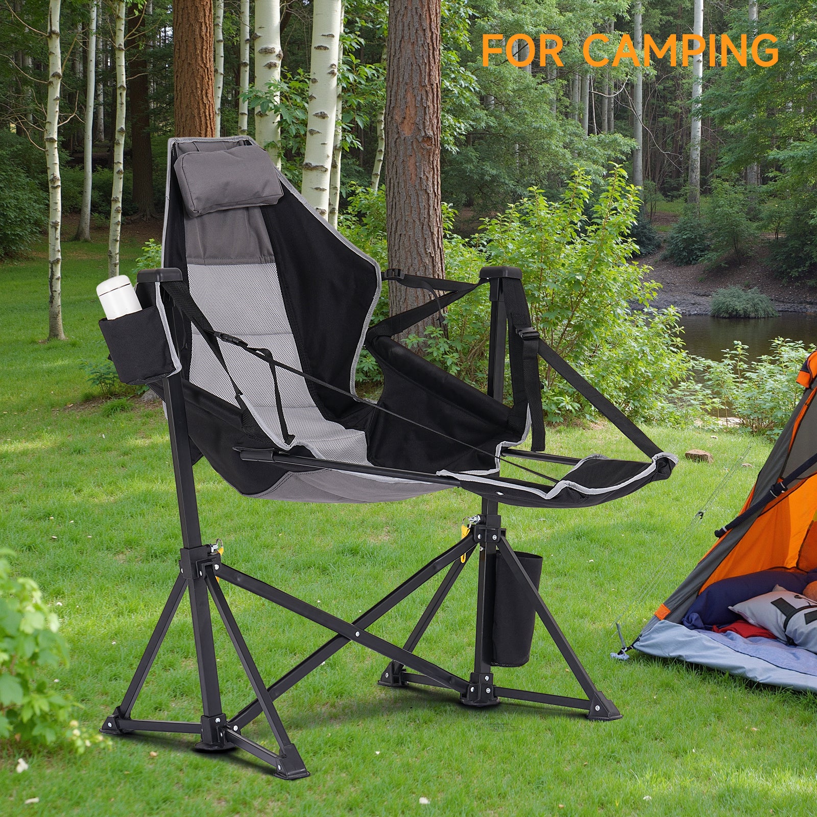 Hammock Camping Chair with Footrest, Carry Bag and Adjustable Backrest