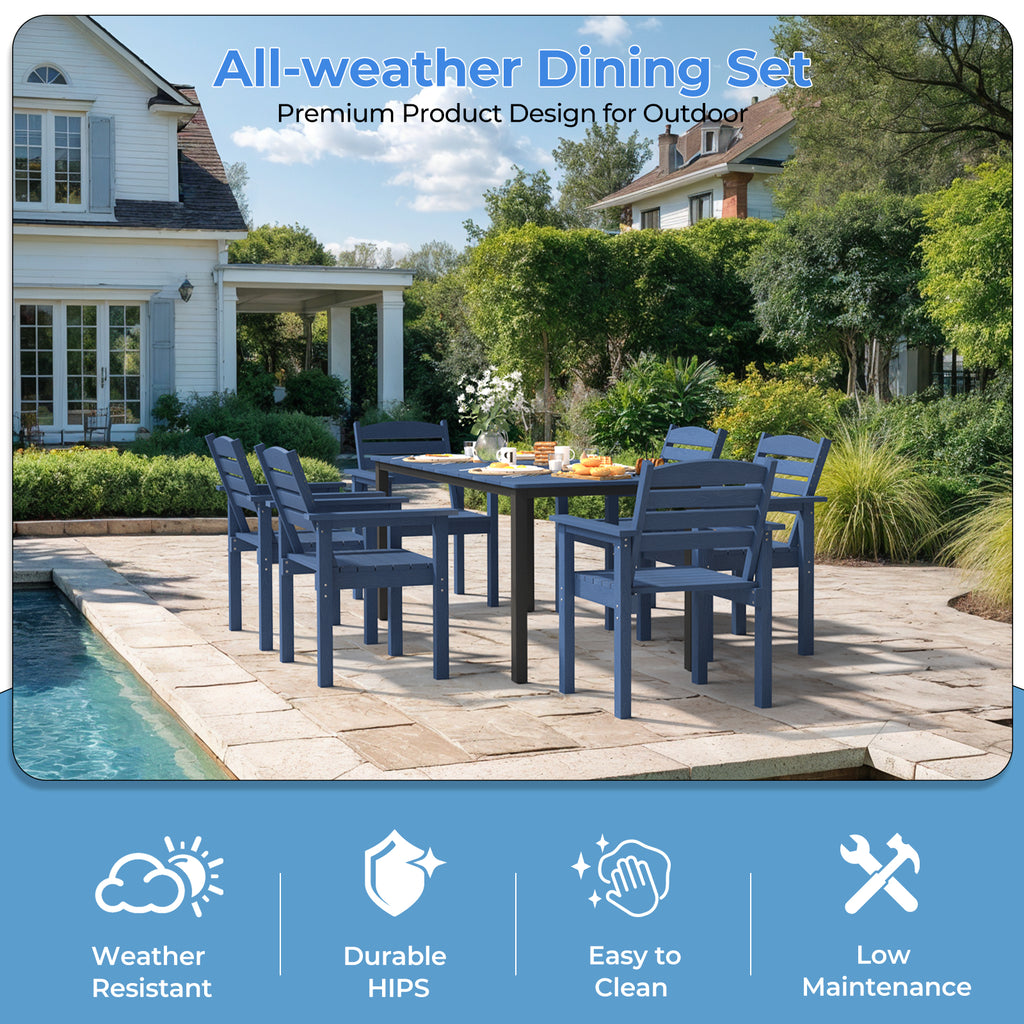 7-Piece Outdoor Dining Table Set with Umbrella Hole, 4 Chairs, 1 Table