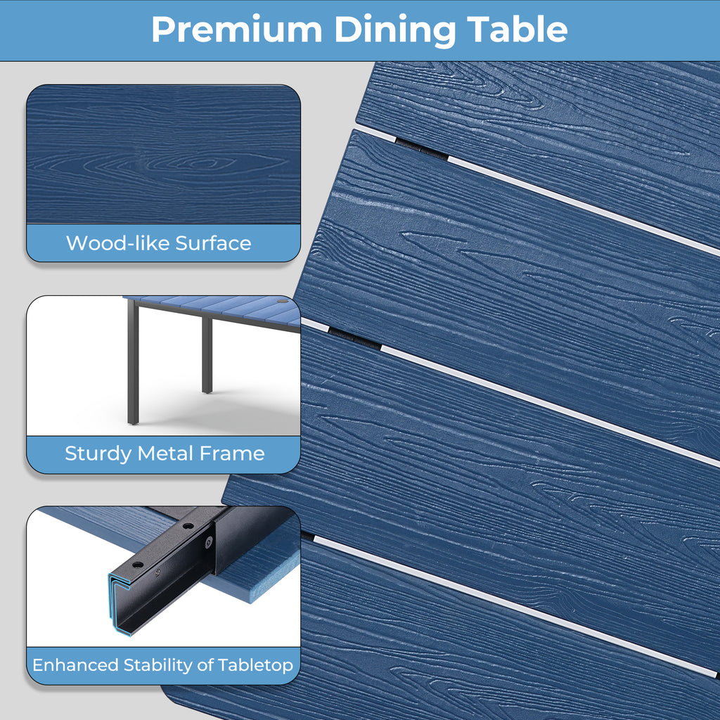 7-Piece Outdoor Dining Table Set with Umbrella Hole, 4 Chairs, 1 Table