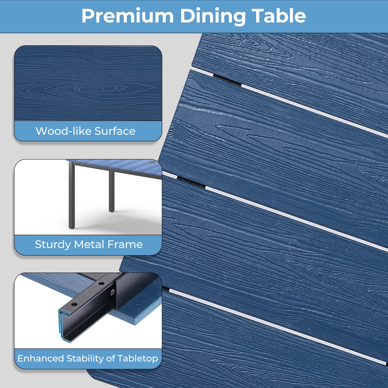 7-Piece Outdoor Dining Table Set with Umbrella Hole, 4 Chairs, 1 Table