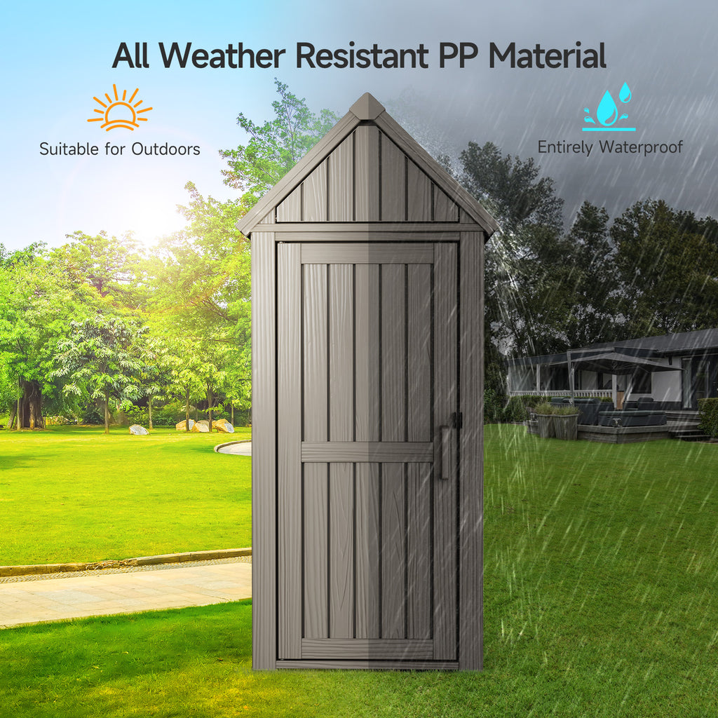 Outdoor Tool Storage Shed with Removable Shelf and Sloped Roof, Brown