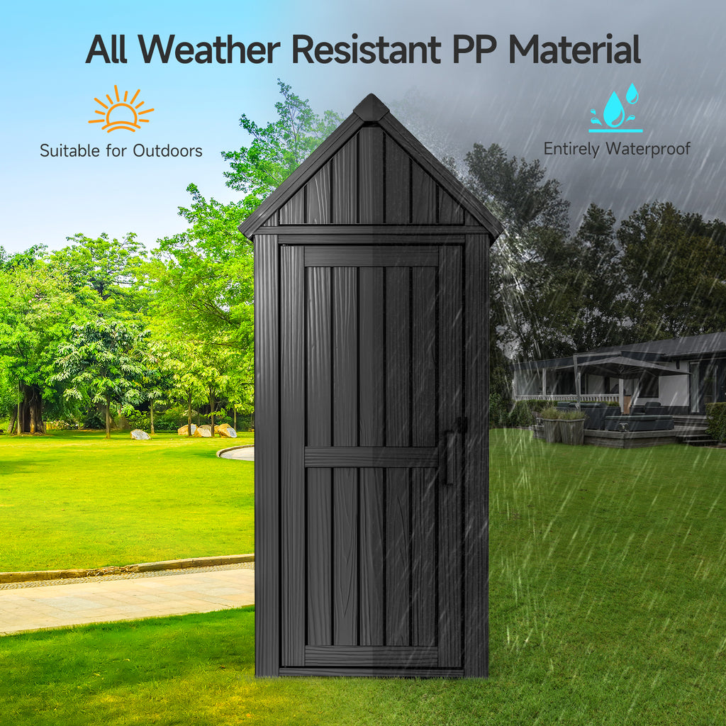 Outdoor Tool Storage Shed with Removable Shelf and Sloped Roof, Gray