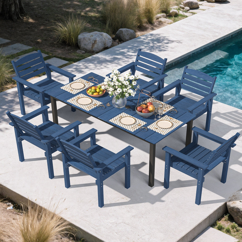 7-Piece Outdoor Dining Table Set with Umbrella Hole, 4 Chairs, 1 Table
